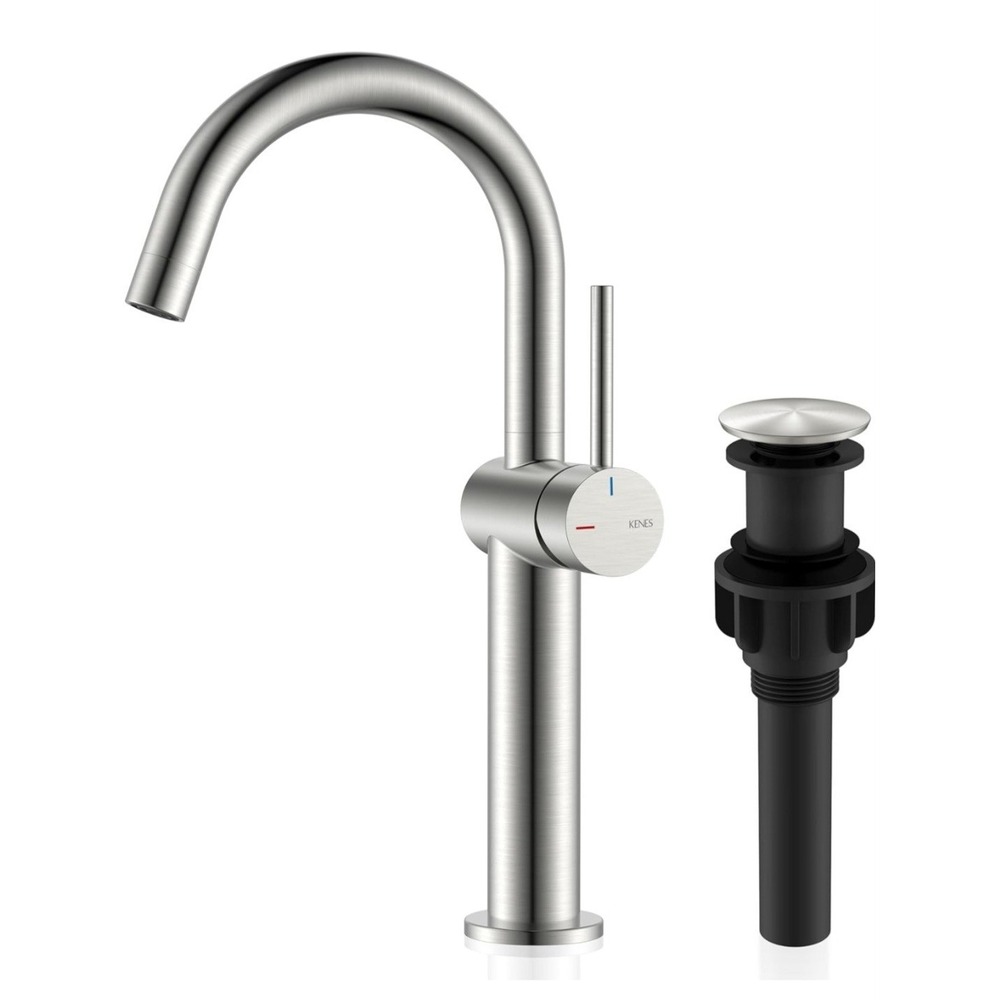 Tall Brushed Nickel Single Handle Sink Faucet